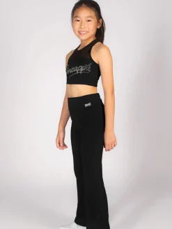 Pineapple Black Logo Mesh Panel Girls Crop Top