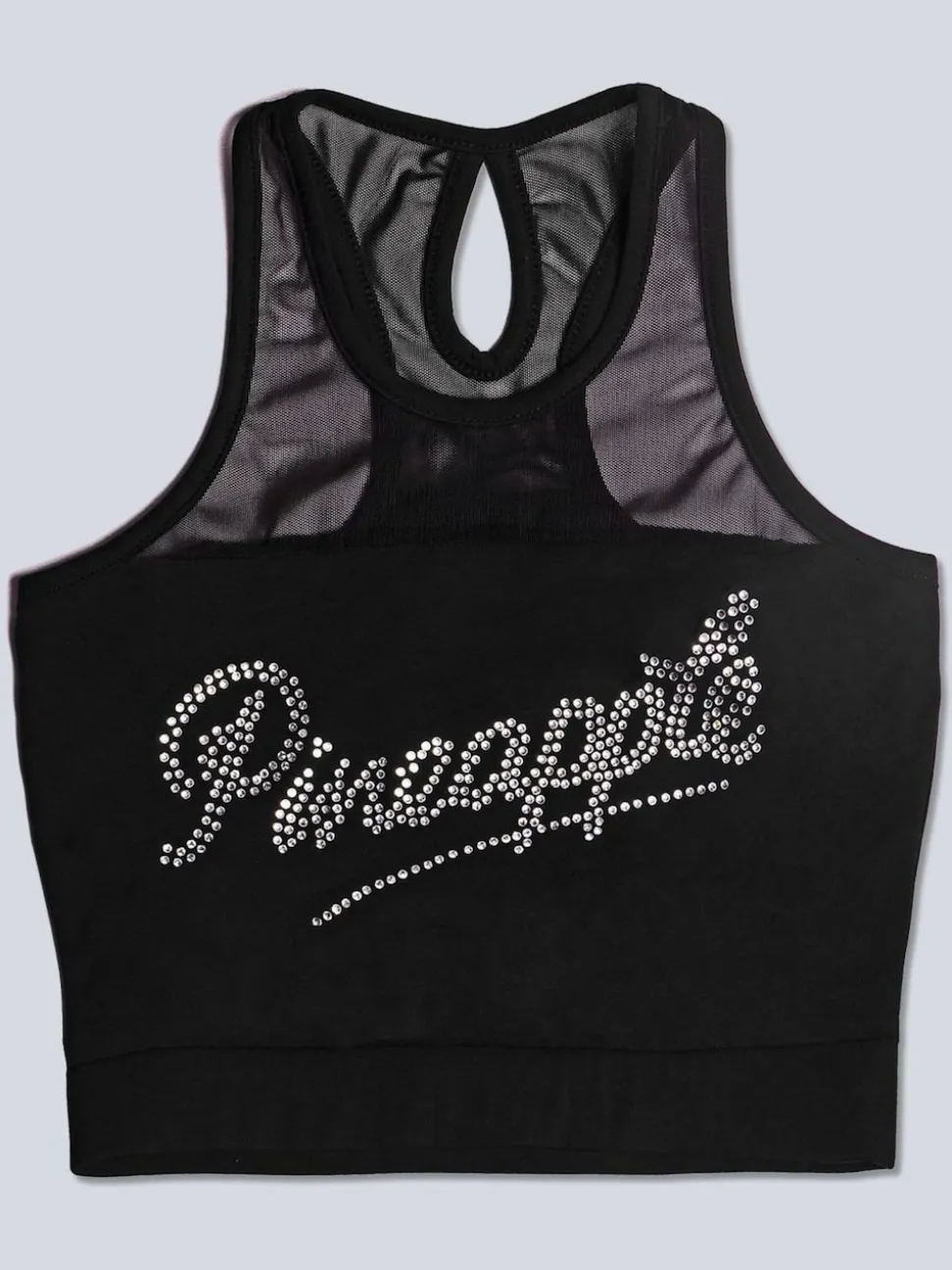 Pineapple Black Logo Mesh Panel Girls Crop Top