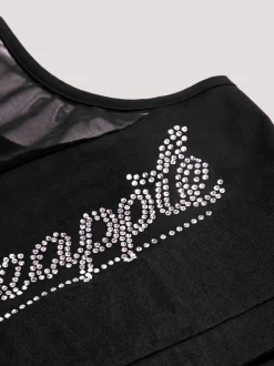 Pineapple Black Logo Mesh Panel Girls Crop Top