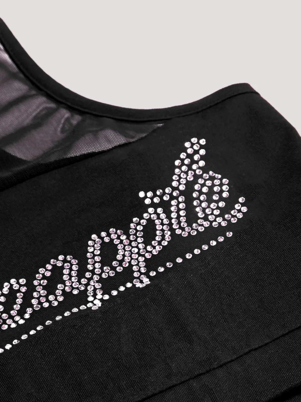 Pineapple Black Logo Mesh Panel Girls Crop Top