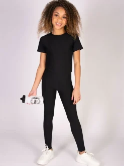 Pineapple Black Panel Rib Pocket Leggings