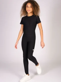 Pineapple Black Panel Rib Pocket Leggings