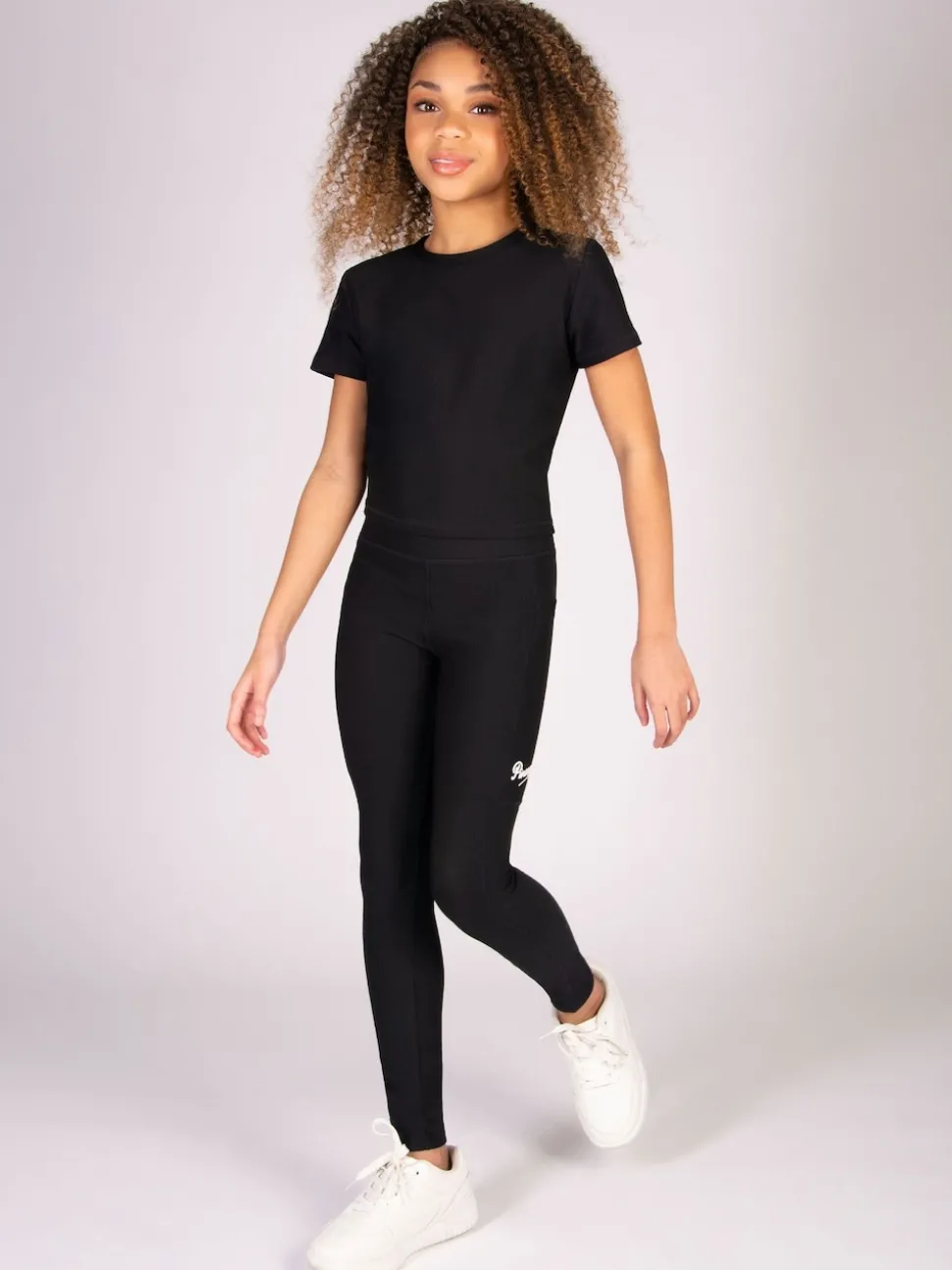 Pineapple Black Panel Rib Pocket Leggings