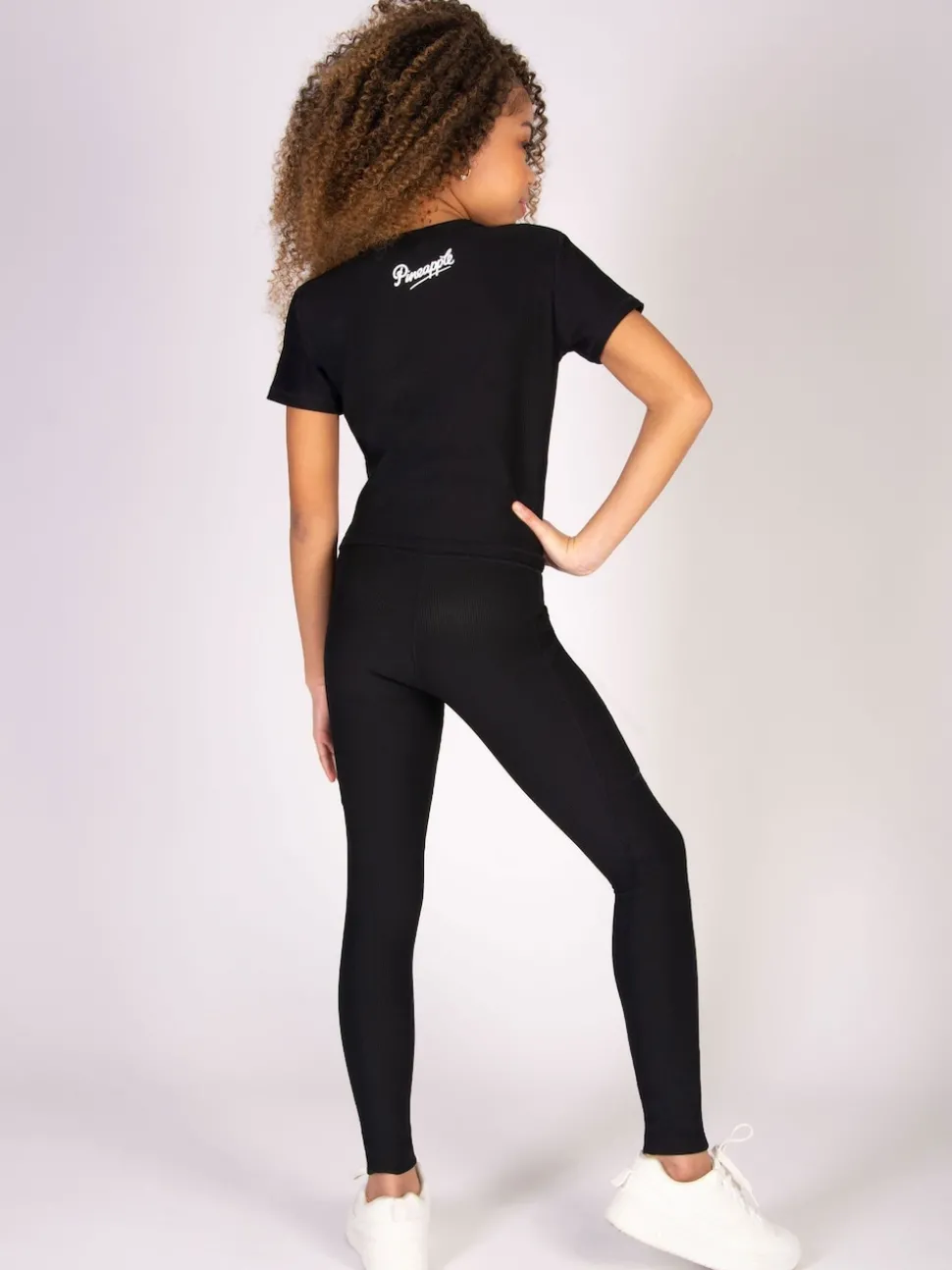 Pineapple Black Panel Rib Pocket Leggings