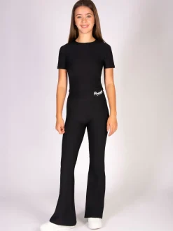 Pineapple Black Rib Flare Trousers