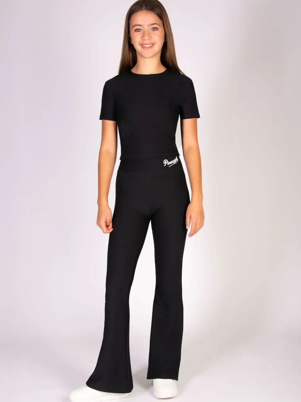 Pineapple Black Rib Flare Trousers