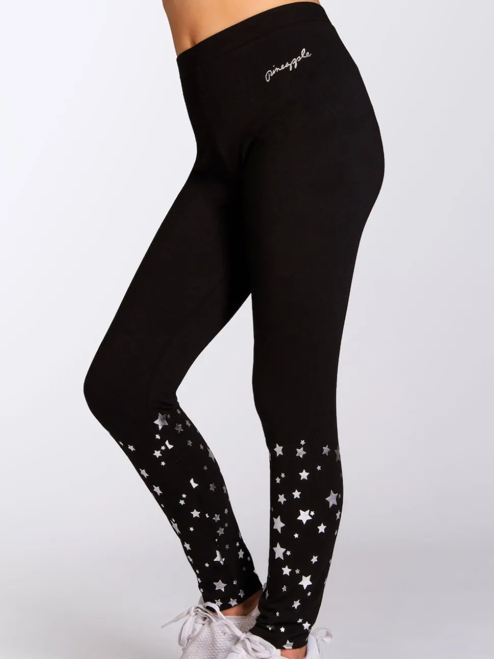 Pineapple Black Scatter Star Print Girls Leggings