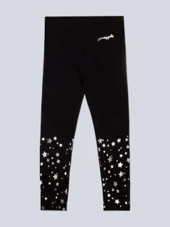 Pineapple Black Scatter Star Print Girls Leggings