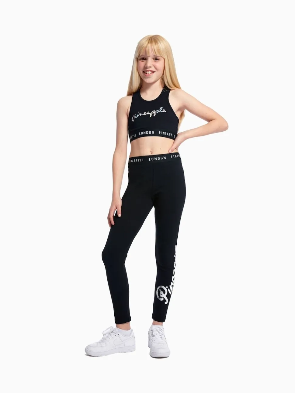Pineapple Black Script Crop Top