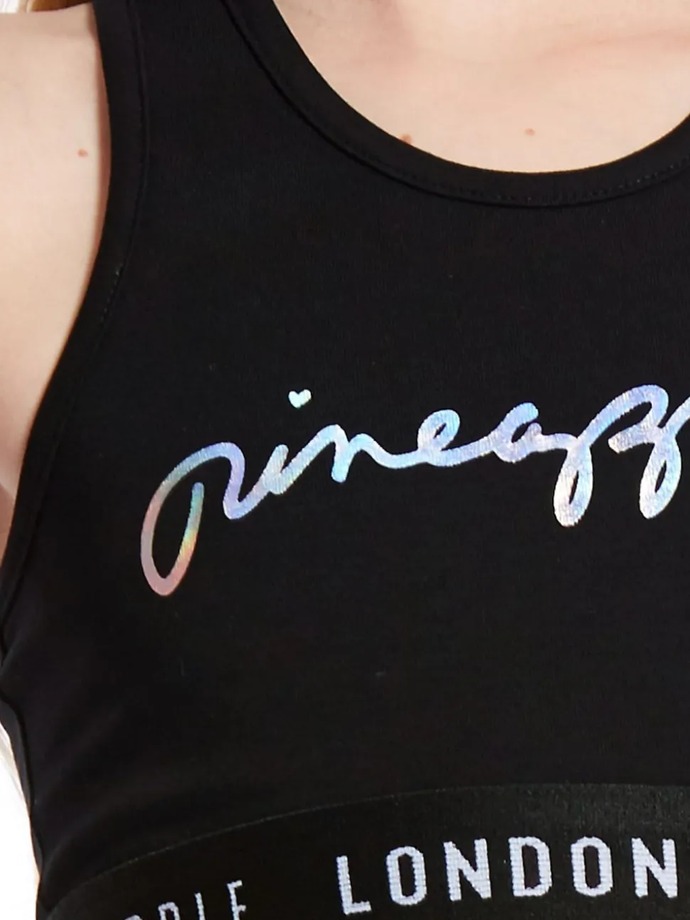 Pineapple Black Script Crop Top