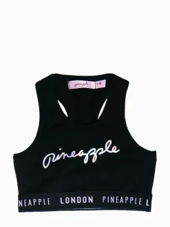 Pineapple Black Script Crop Top