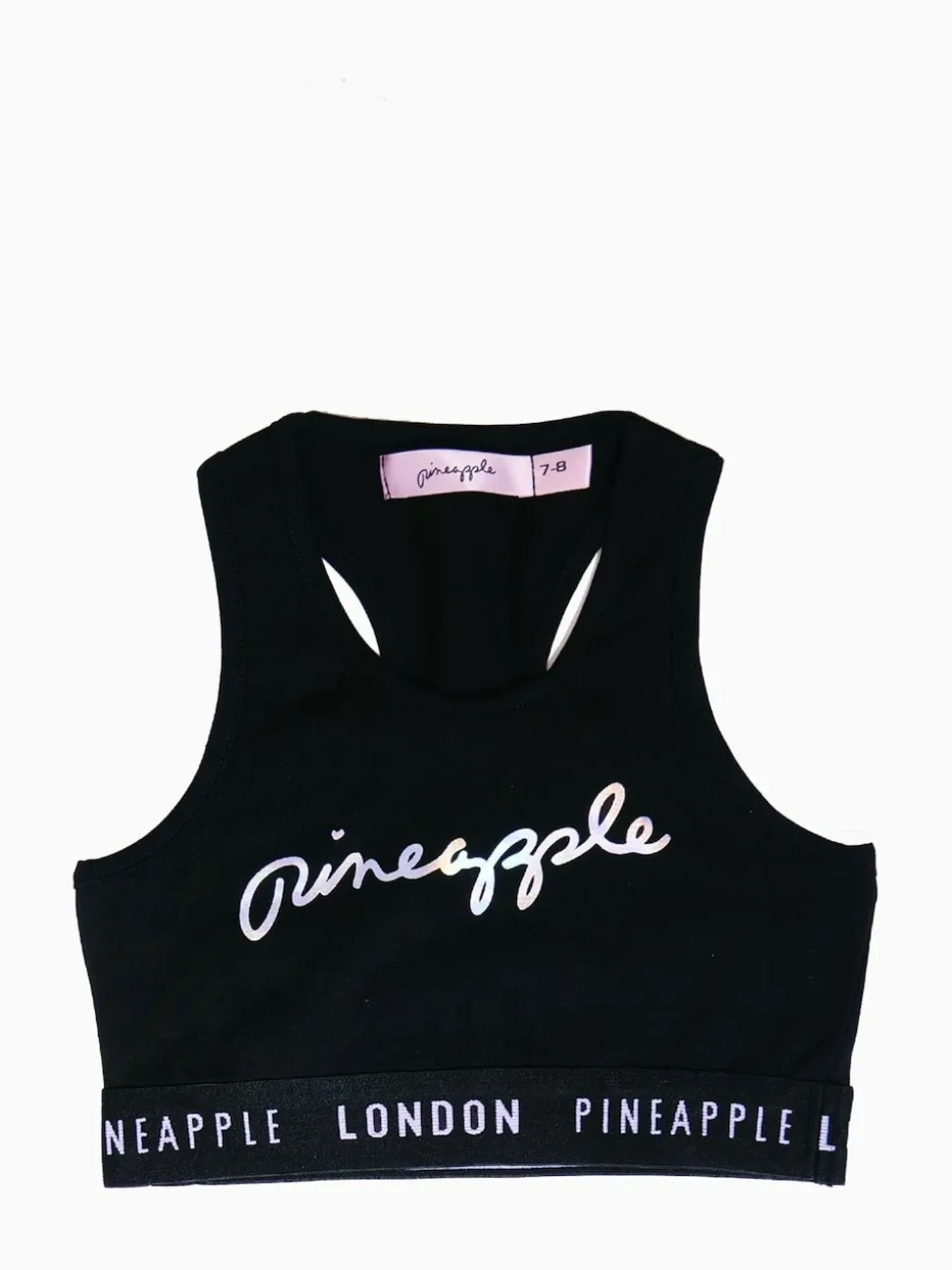 Pineapple Black Script Crop Top