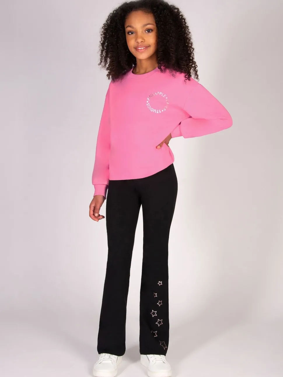 Pineapple Black Star Jersey Flare Trousers