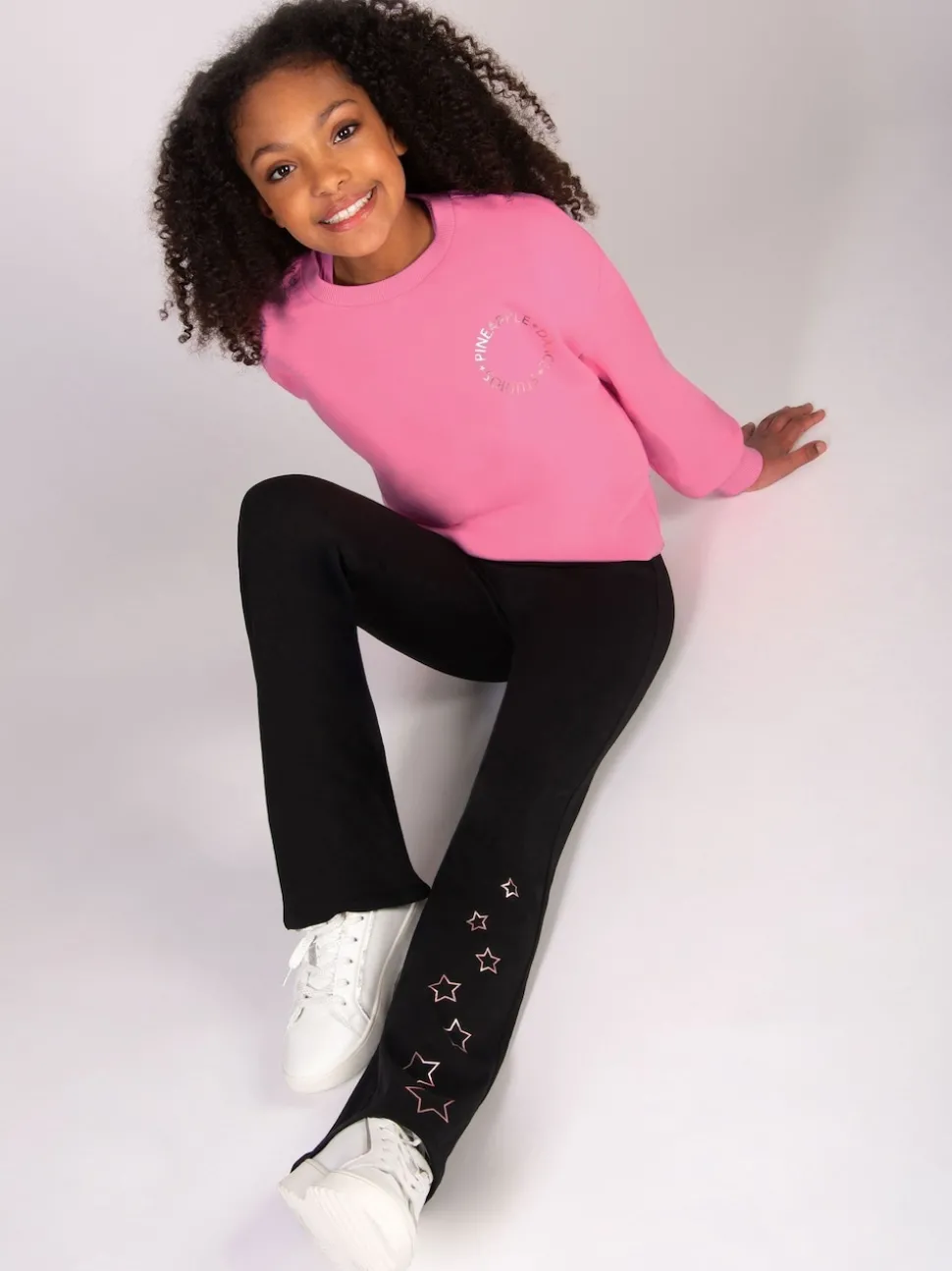Pineapple Black Star Jersey Flare Trousers