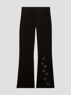 Pineapple Black Star Jersey Flare Trousers