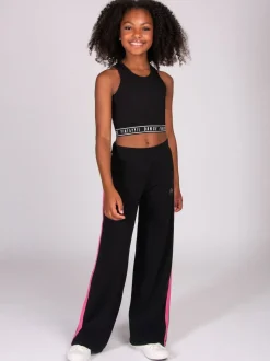 Pineapple Black Stripe Panel Wide Leg Joggers