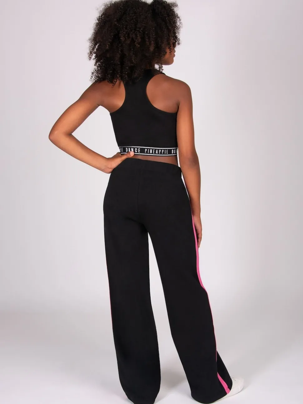 Pineapple Black Stripe Panel Wide Leg Joggers
