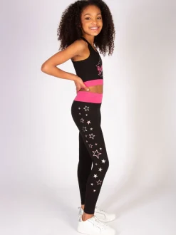 Pineapple Black The Next Step Star Print Leggings