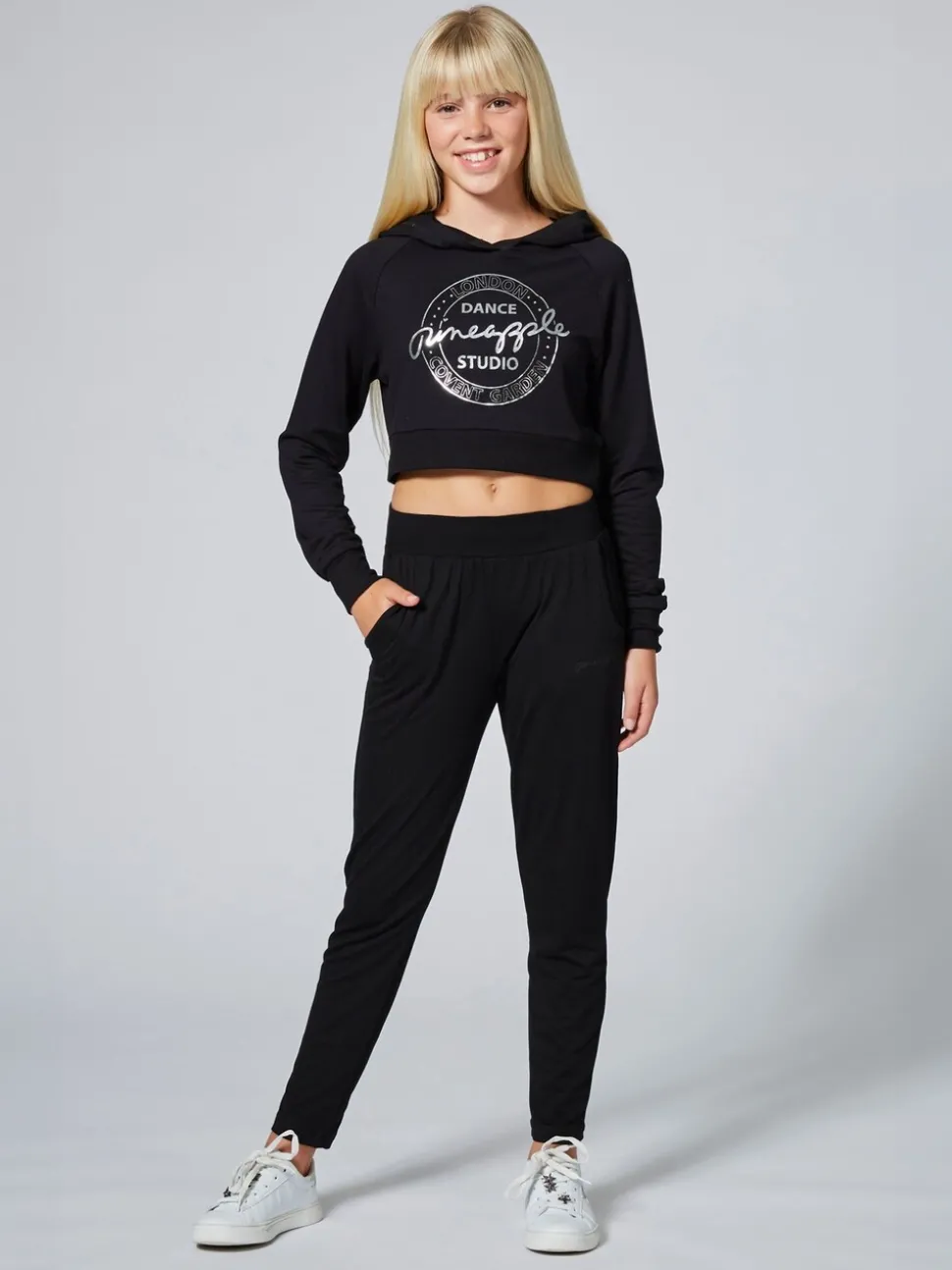 Pineapple Black Viscose Relaxed Fit Jersey Joggers