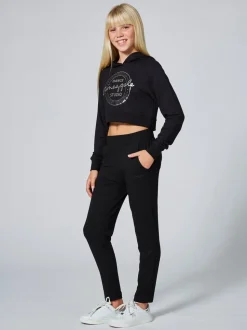Pineapple Black Viscose Relaxed Fit Jersey Joggers