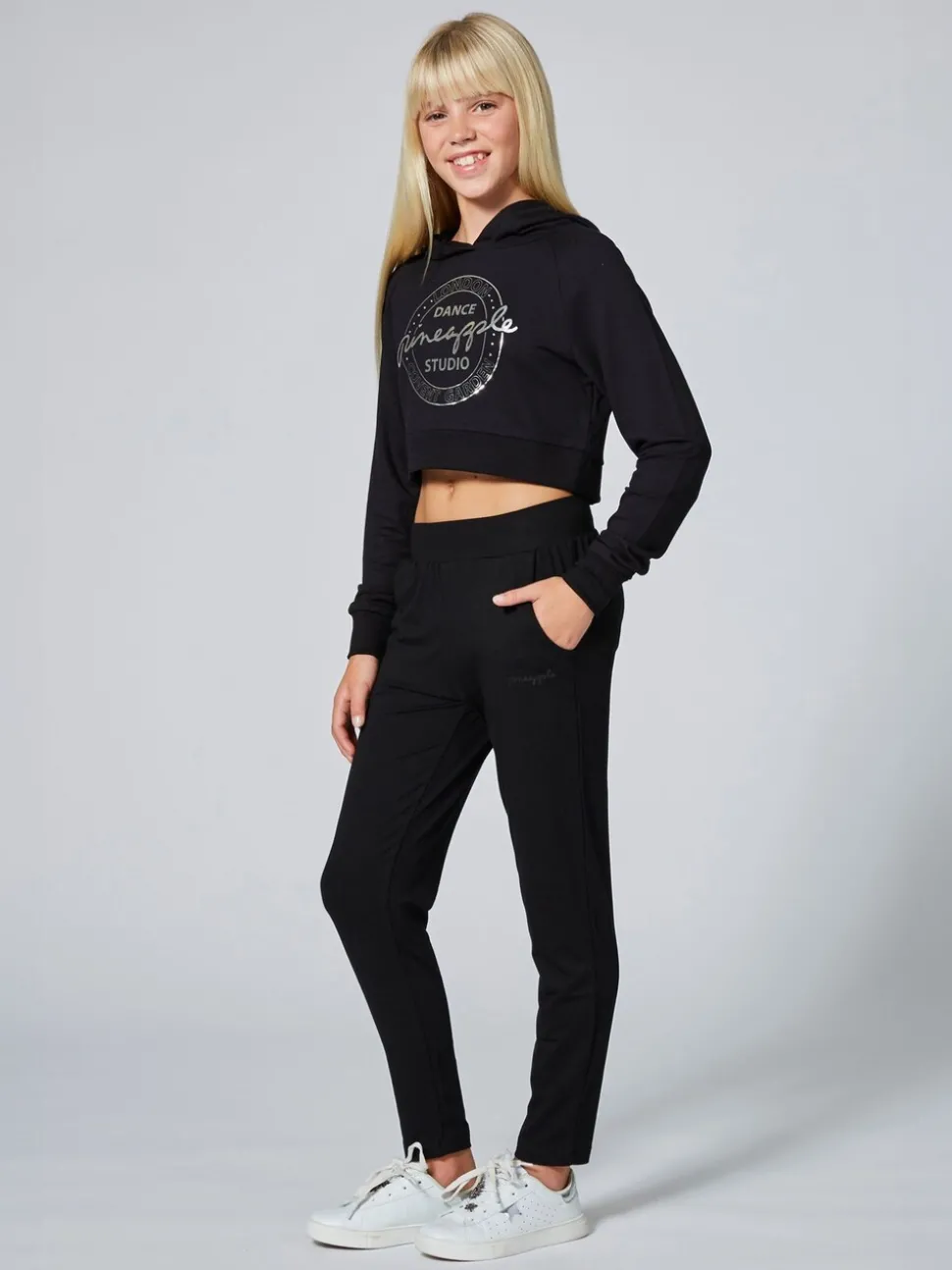 Pineapple Black Viscose Relaxed Fit Jersey Joggers