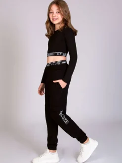 Pineapple Black/White Wide Leg Girls Cargo Joggers