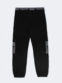 Pineapple Black/White Wide Leg Girls Cargo Joggers