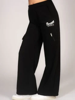 Pineapple Black Wide Leg Girls Cargo Joggers