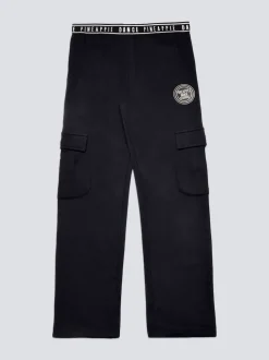Pineapple Black Wide Leg Girls Cargo Joggers