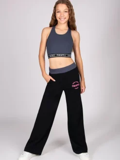 Pineapple Black Wide Leg Joggers