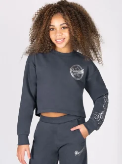 Pineapple Grey Girls Raw Edge Sweatshirt