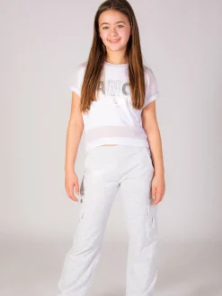 Pineapple Light Grey Wide Leg Girls Cargo Joggers