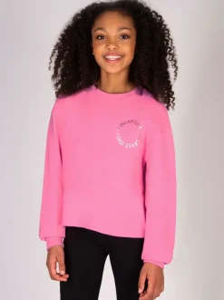 Pineapple Pink Girls Raw Edge Sweatshirt