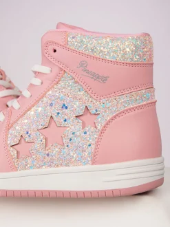 Pineapple Pink Star High Top Trainers