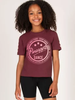 Pineapple Red Logo Girls Dance Crop T-Shirt