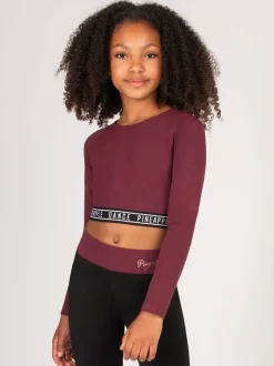 Pineapple Red Tape Girls Long Sleeve Crop Top