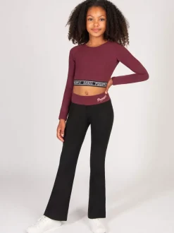 Pineapple Red Tape Girls Long Sleeve Crop Top