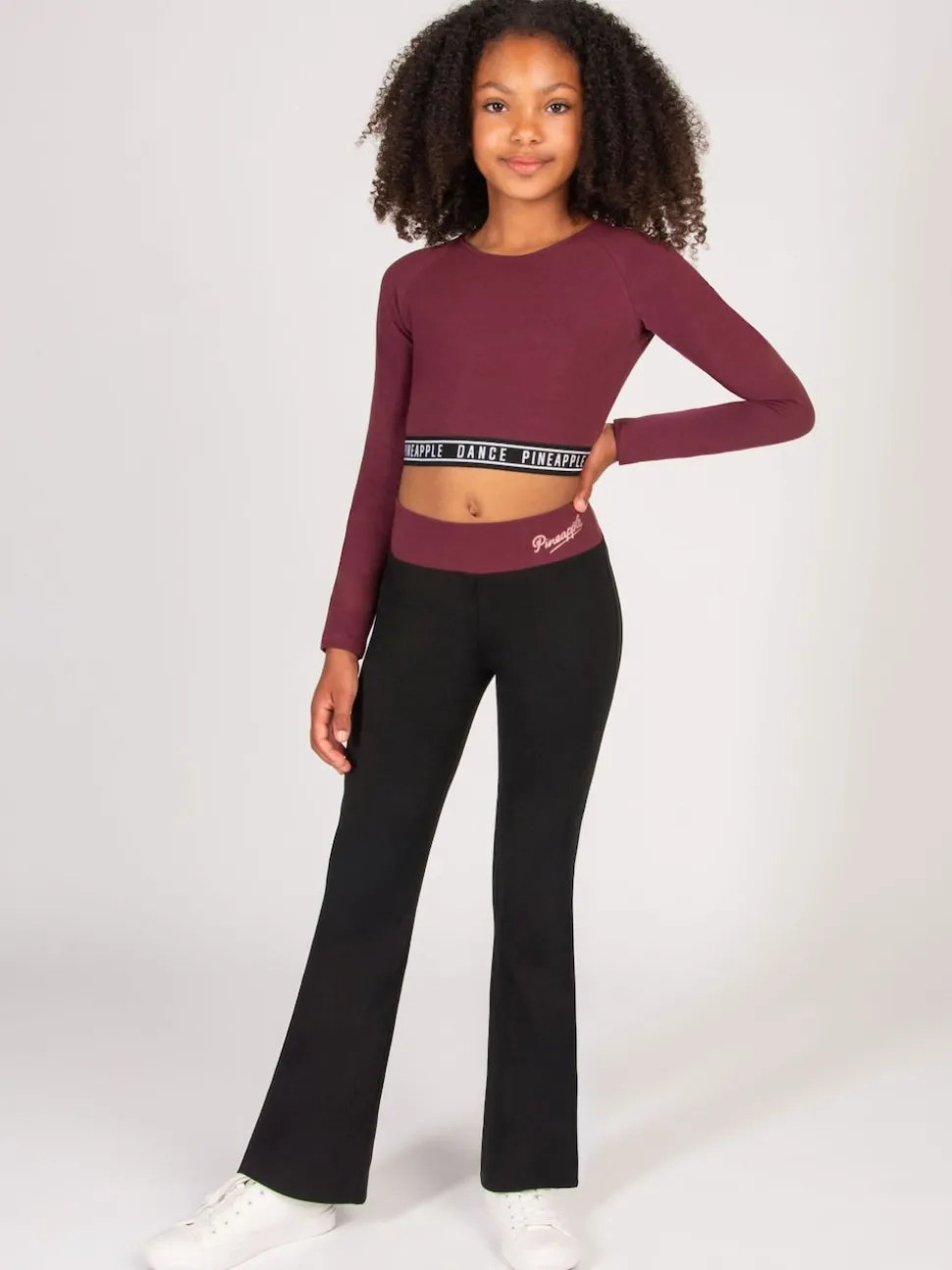 Pineapple Red Tape Girls Long Sleeve Crop Top