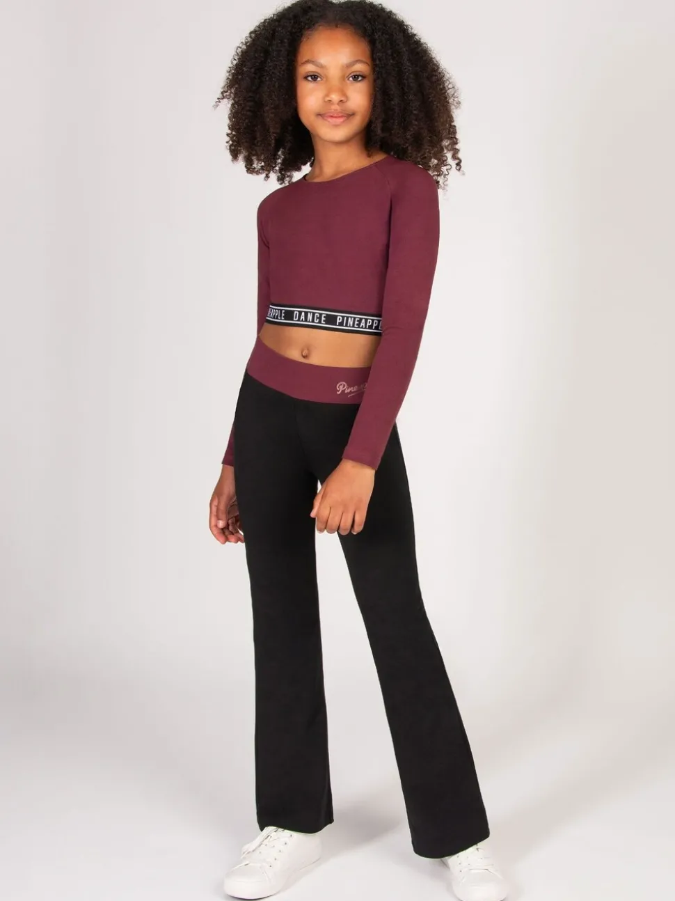 Pineapple Red Tape Girls Long Sleeve Crop Top