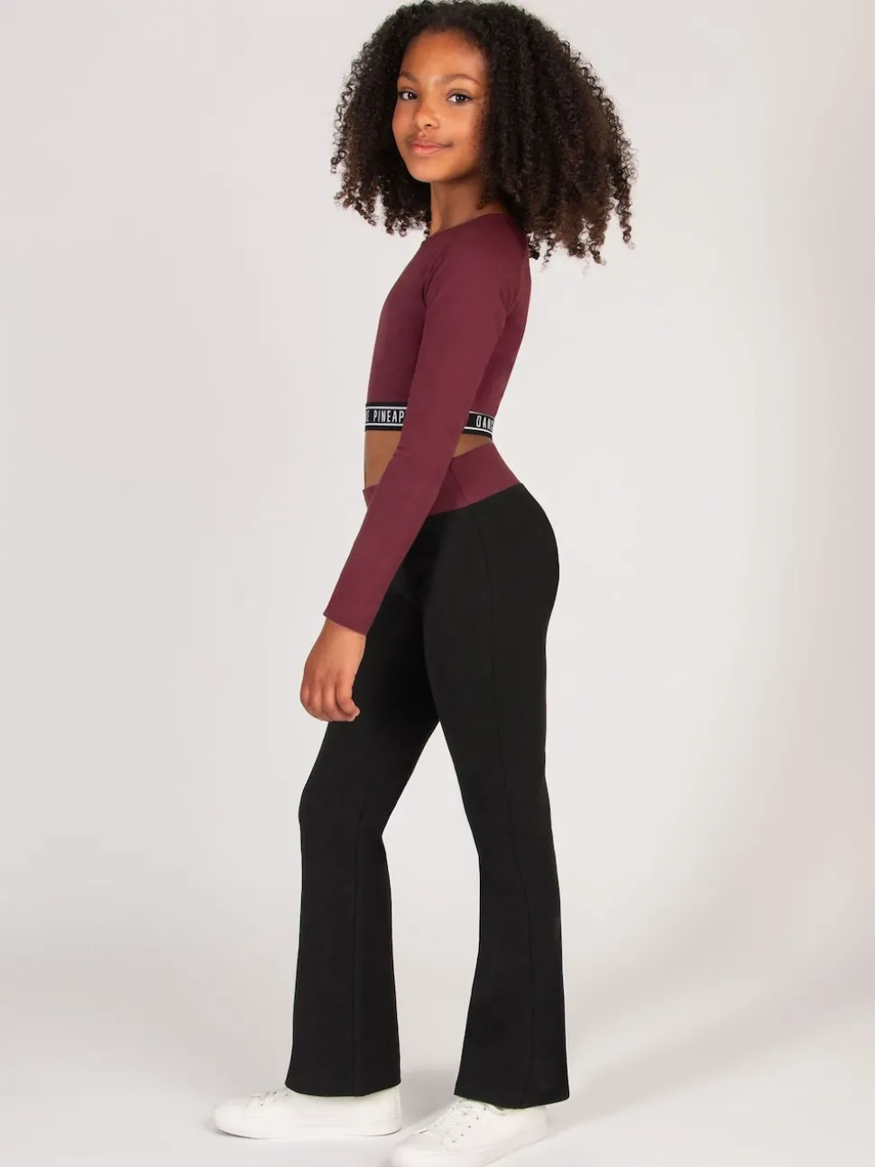 Pineapple Red Tape Girls Long Sleeve Crop Top