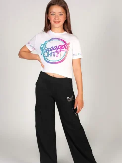 Pineapple White Logo Girls Crop T-Shirt