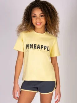 Pineapple Yellow Logo Girls Dance Crop T-Shirt