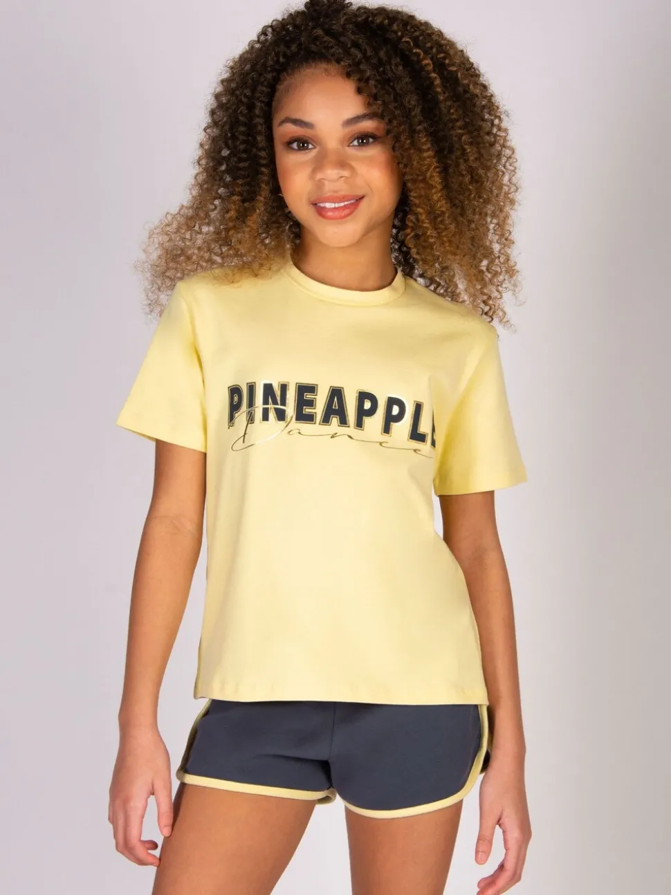 Pineapple Yellow Logo Girls Dance Crop T-Shirt