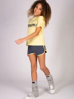Pineapple Yellow Logo Girls Dance Crop T-Shirt