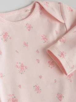 Pink 7 Pack Long Sleeve Baby Bodysuit