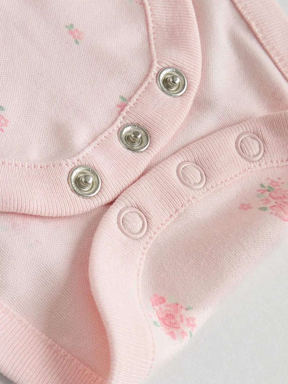 Pink 7 Pack Long Sleeve Baby Bodysuit