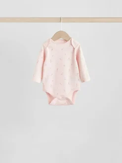Pink 7 Pack Long Sleeve Baby Bodysuit
