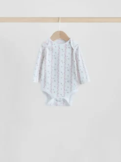 Pink 7 Pack Long Sleeve Baby Bodysuit