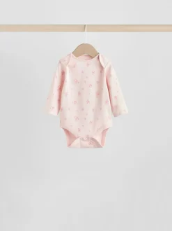 Pink 7 Pack Long Sleeve Baby Bodysuit