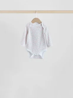 Pink 7 Pack Long Sleeve Baby Bodysuit